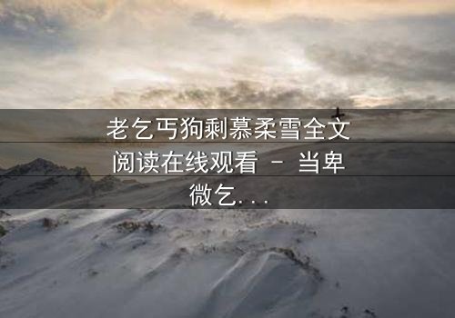 老乞丐狗剩慕柔雪全文阅读在线观看 - 当卑微乞丐遇上豪门千金,命运如何逆转?