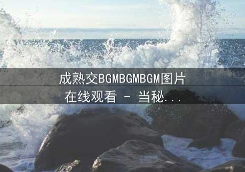 成熟交BGMBGMBGM图片在线观看 - 当秘密交易遇上致命BGM,谁将揭开真相?