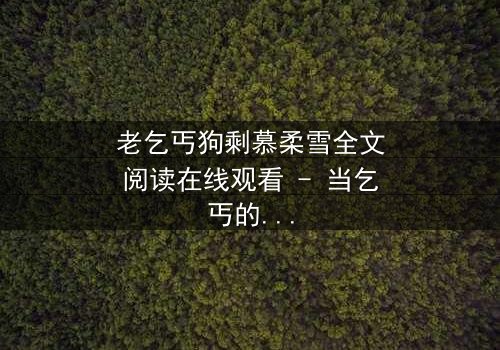 老乞丐狗剩慕柔雪全文阅读在线观看 - 当乞丐的逆袭遇上豪门千金的秘密,真相令人窒息!